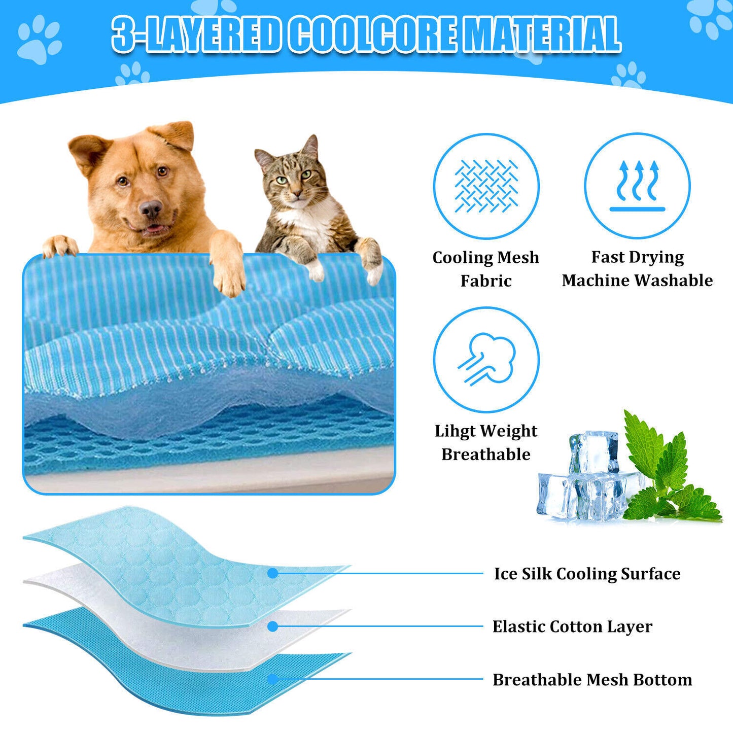 TailTrendz™Pet Cooling Mat – Summer Comfort Pad