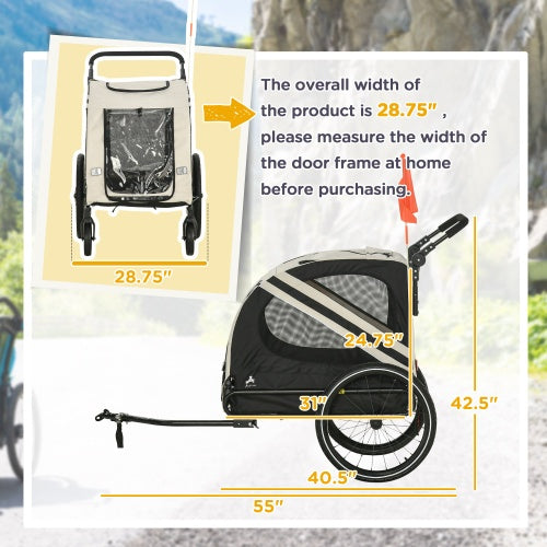 TailTrendz™2-in-1 Pet Bike Trailer & Stroller