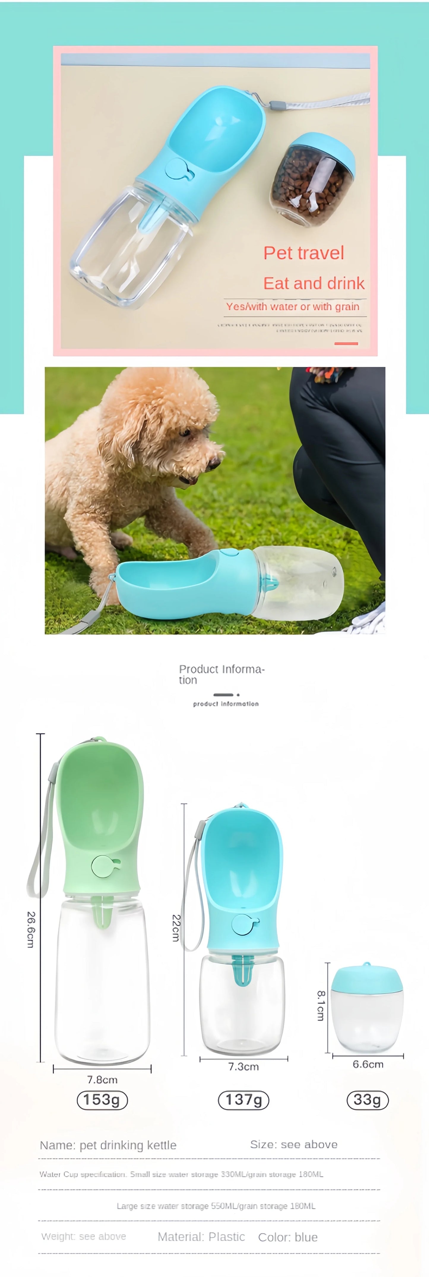 TailTrendz™Portable Pet Water & Food Bottle